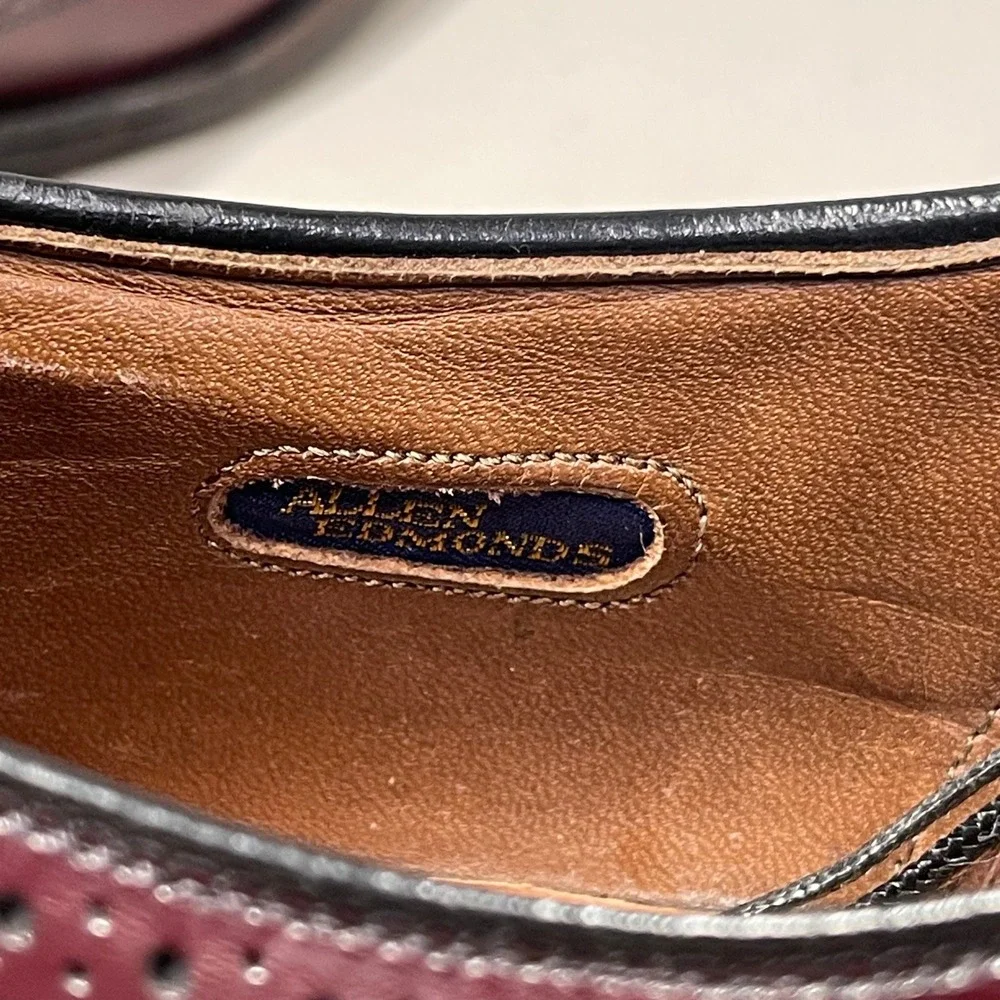 Allen Edmonds Shoes Mens Size 14B McAllister Wingtip Oxford Burgundy Leather